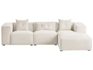 Corner Sofa 3 Seater DOLVA Corduroy Off-White Left Hand_863086