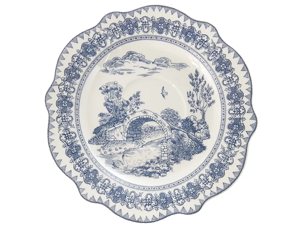 20-Piece Dinnerware Set BAY LEAF Porcelain White/Blue_1191739