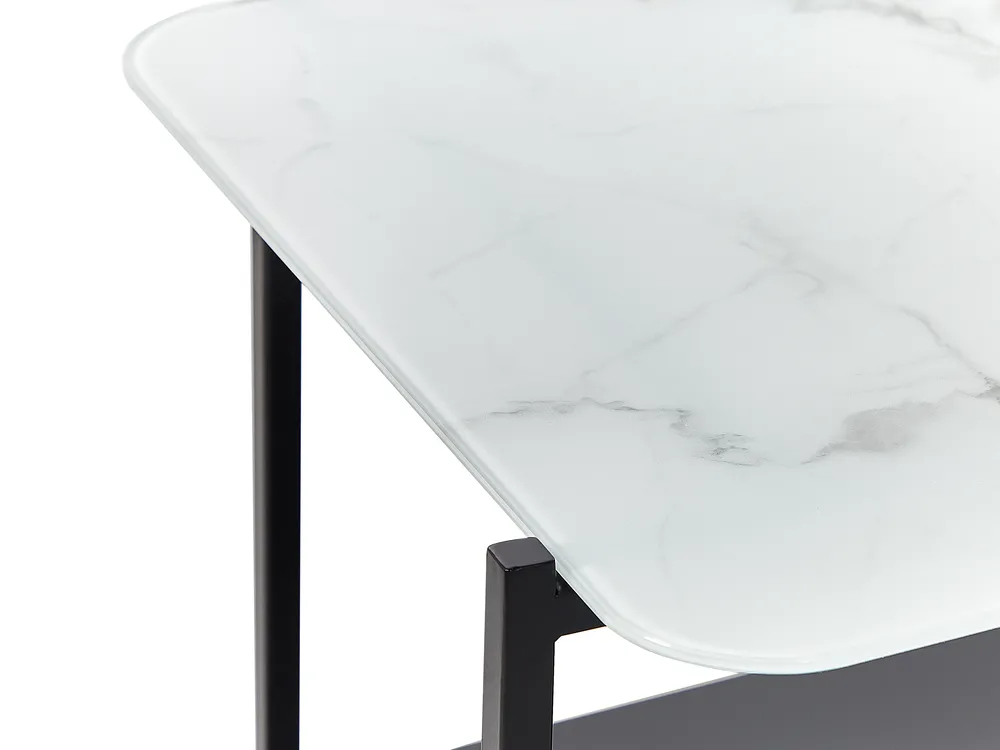 Coffee Table GLOSTER Tempered Glass White Marble_823504