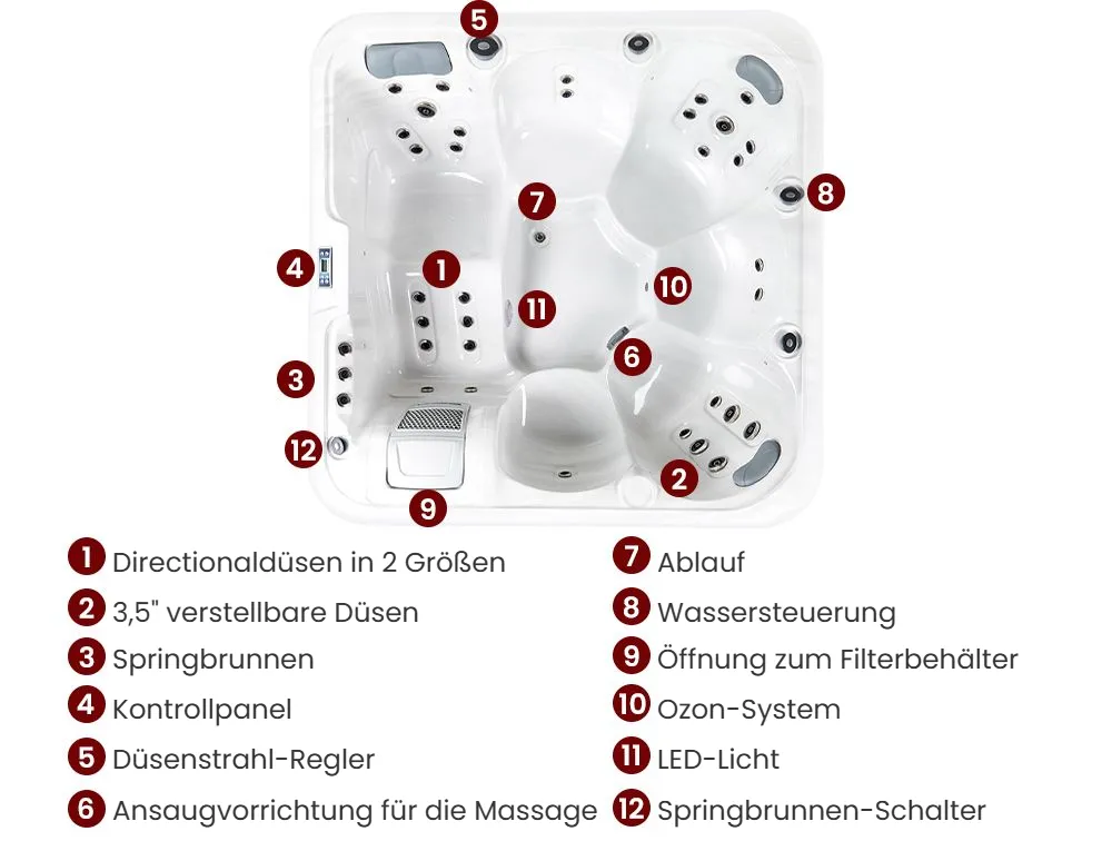 Outdoor Whirlwanne mit LED CALIMA Weiß_967608