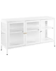 Sideboard mit Glastüren NEWPORT 115 cm Metall Weiß_830339