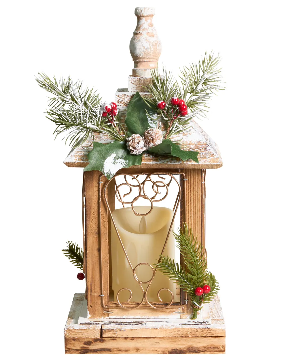 LED Laterne SAIMA 40 cm Weihnachtsmotiv Dunkelbraun_1028200