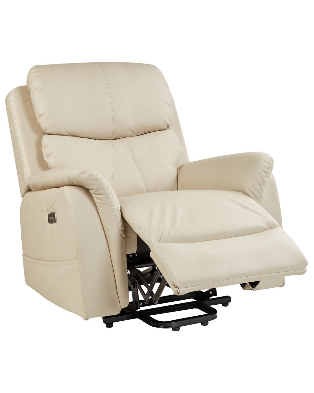 Electric Recliner Chair GLORIE with Massage Fabric Light Beige