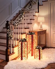 Weihnachtsdekoration 3er Set LED KAUSALA 65/55/45 cm Weihnachtsgeschenke Braun_1179596