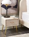 Nachttisch mit 1 Schublade FLAYAT Samtstoff Hellbeige
