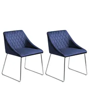 Esszimmerstuhl 2er Set ARCATA Samtstoff Marineblau_808595