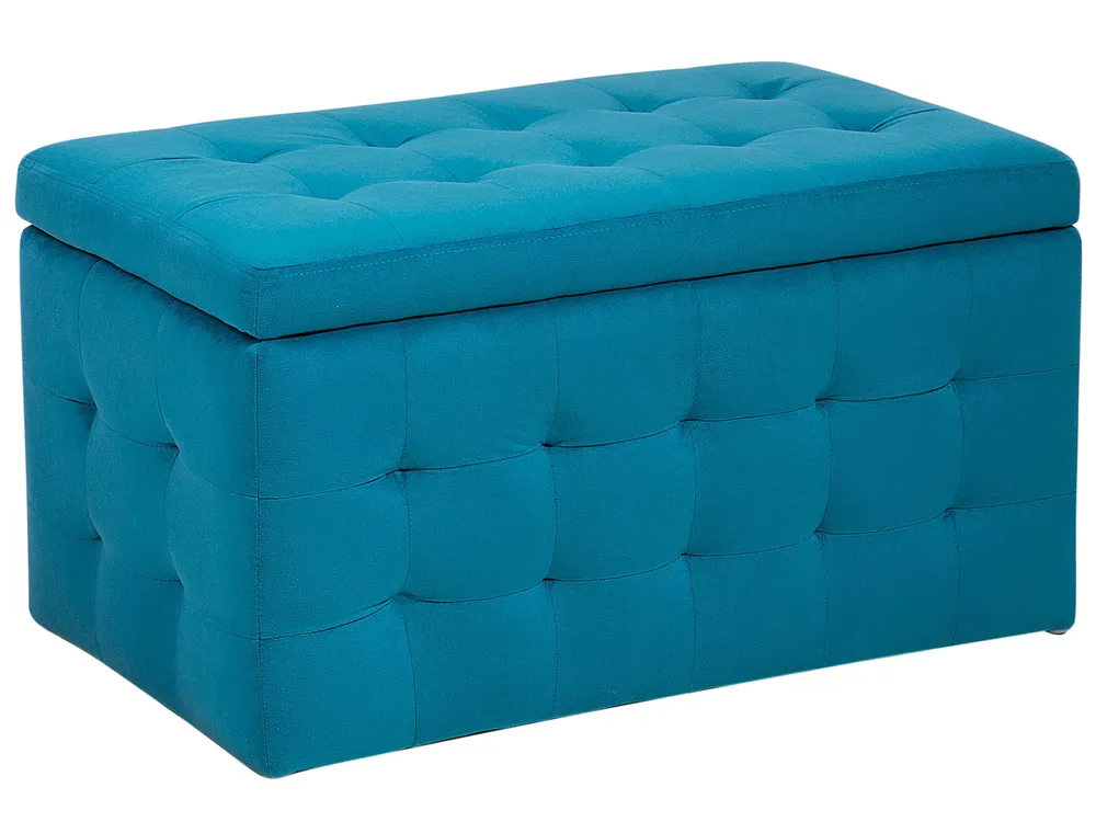 Ottomane mit Stauraum MICHIGAN Samtstoff Seeblau