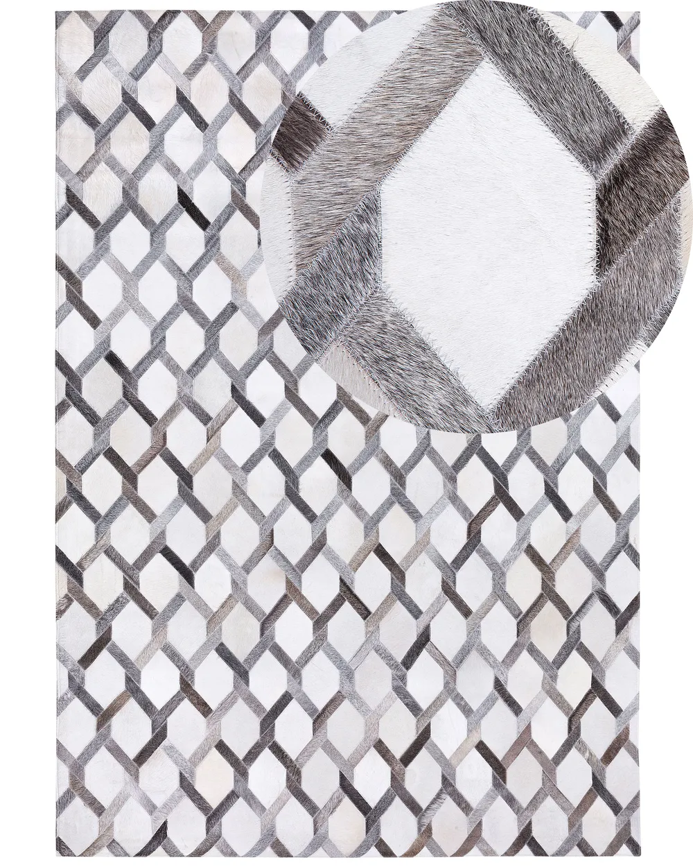 Teppich AYDIN Grau 160 x 230 cm Echtleder