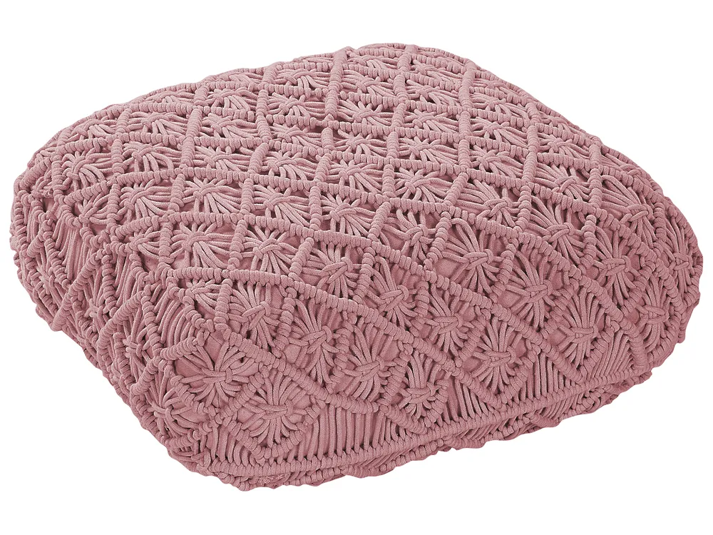 Pouf Makramee BERRECHID Baumwolle Rosa_830768