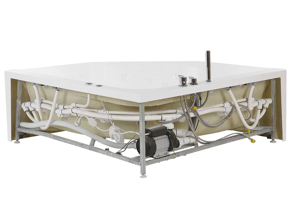 Corner Hot Tub with LED CACERES 2110 x 1500 mm White_786830