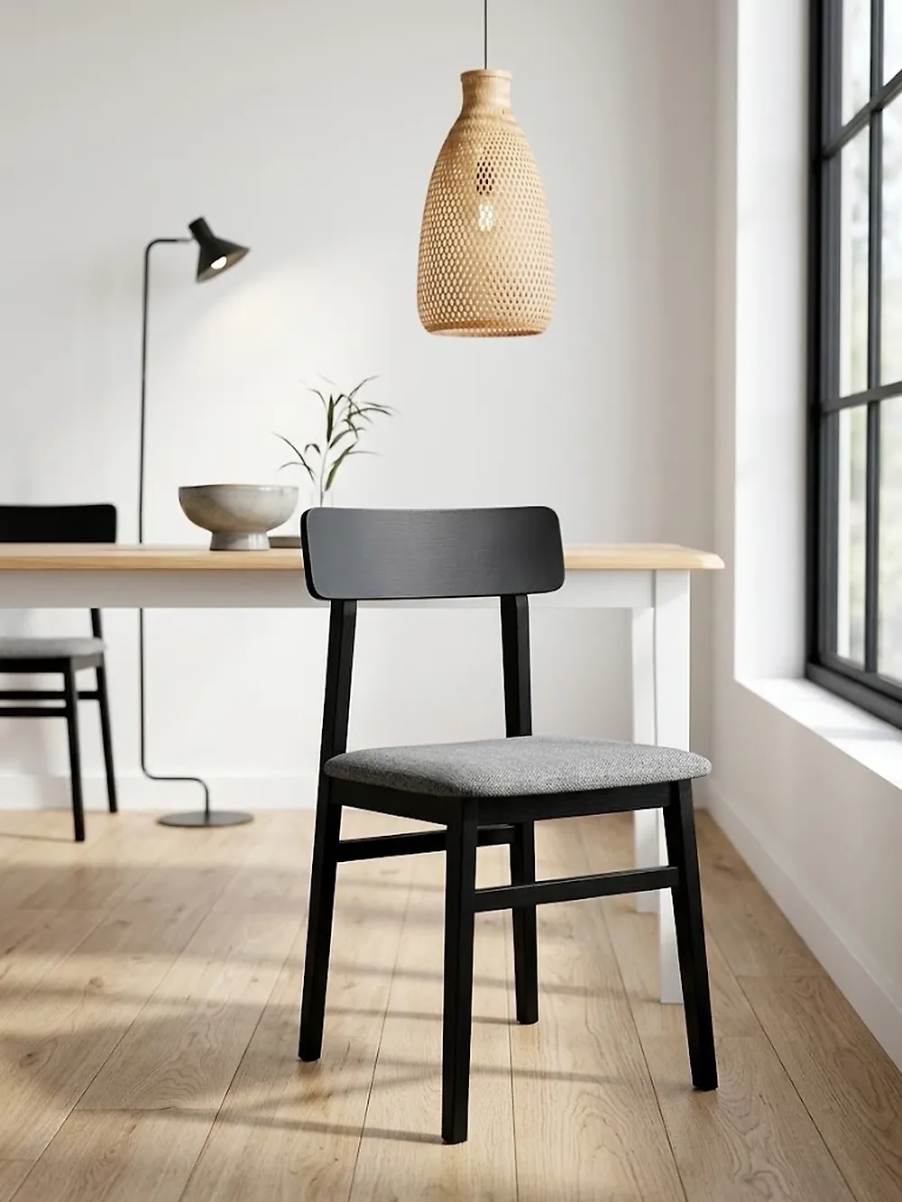 Set of 2 Dining Chairs STACY Wood Light Grey_1172247
