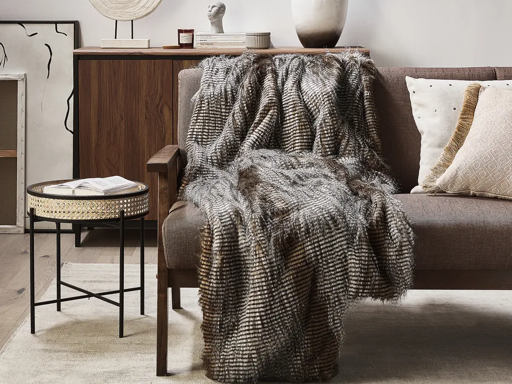 Kuscheldecke ASDAD Stoff 180 x 220 cm Braun_1079636