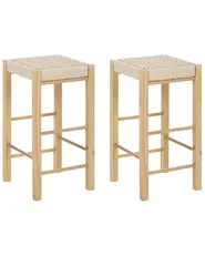 Set of 2 Bar Stools EMBRUN Wood Light Brown_1048681
