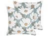 Dekokissen 2er Set JATROPHA 45 x 45 cm Baumwolle Hellblau Blumenmuster