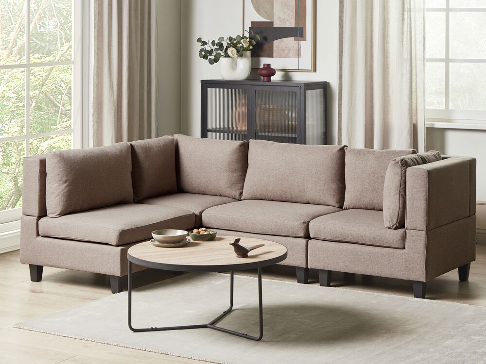 Modul Ecksofa 4-Sitzer UNSTAD Stoff Braun rechtsseitig