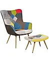 Ohrensessel VEJLE mit Fußstütze Stoff Bunt