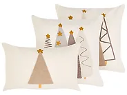 Set of 3 Decorative Cushions NOLIA 30 x 50 cm 45 x 45 cm White Christmas Motif_1164641