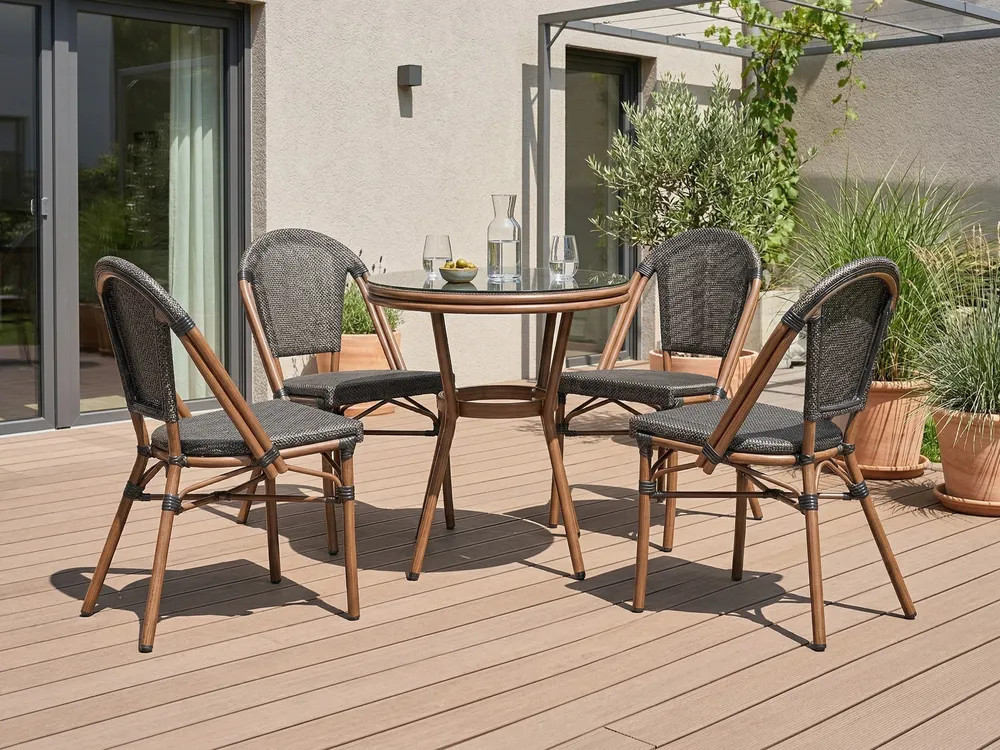 Outdoor Bistrotisch RIFREDDO 70 cm 70 cm Sicherheitsglas Grau_1062334