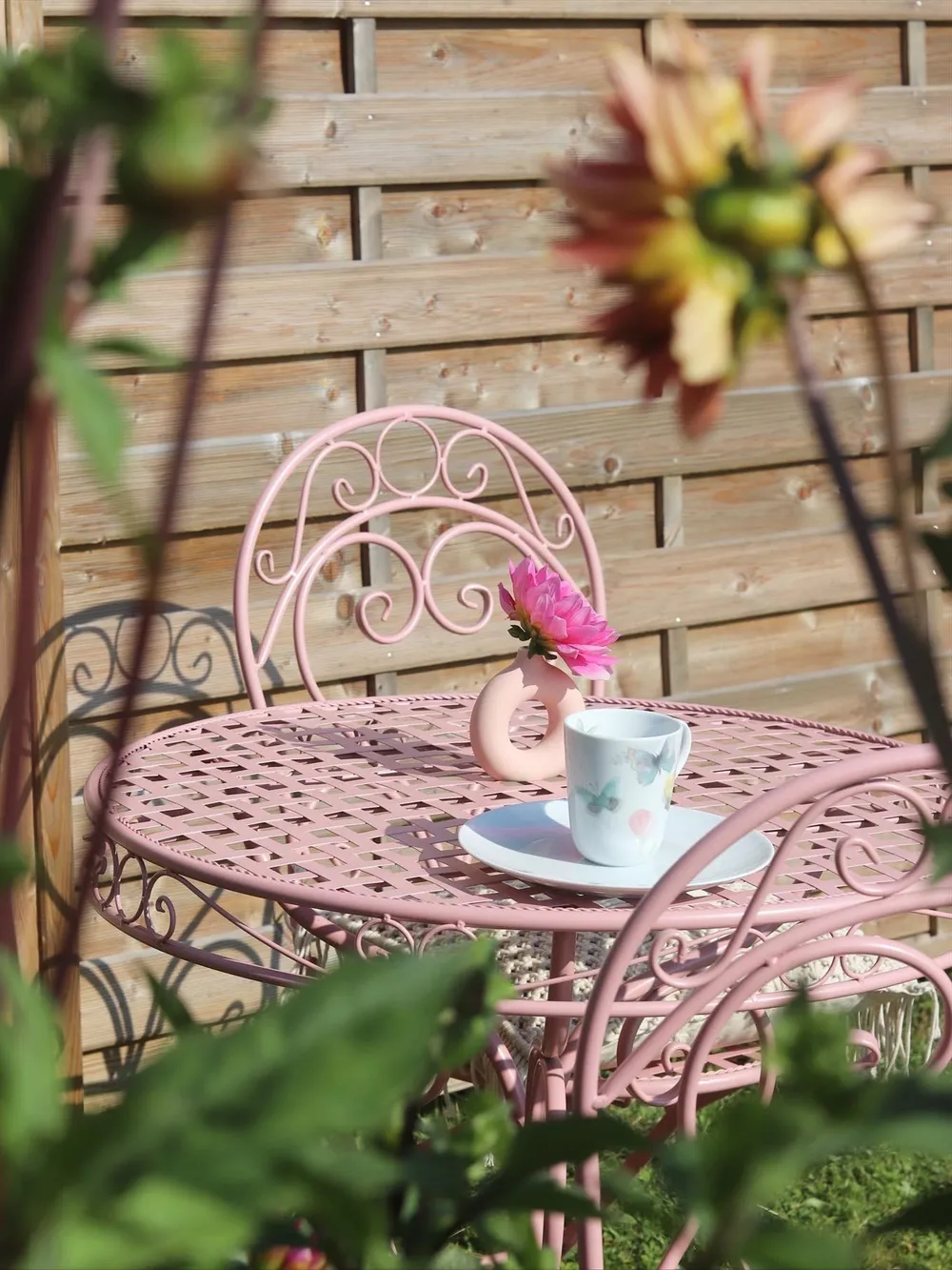 Gartenstuhl 2er Set ALBINIA Metall Rosa