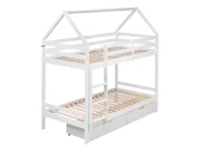 Hochbett mit Schubladen TERNAS Kiefernholz Weiß 90 x 200 cm mit Stauraum_988834