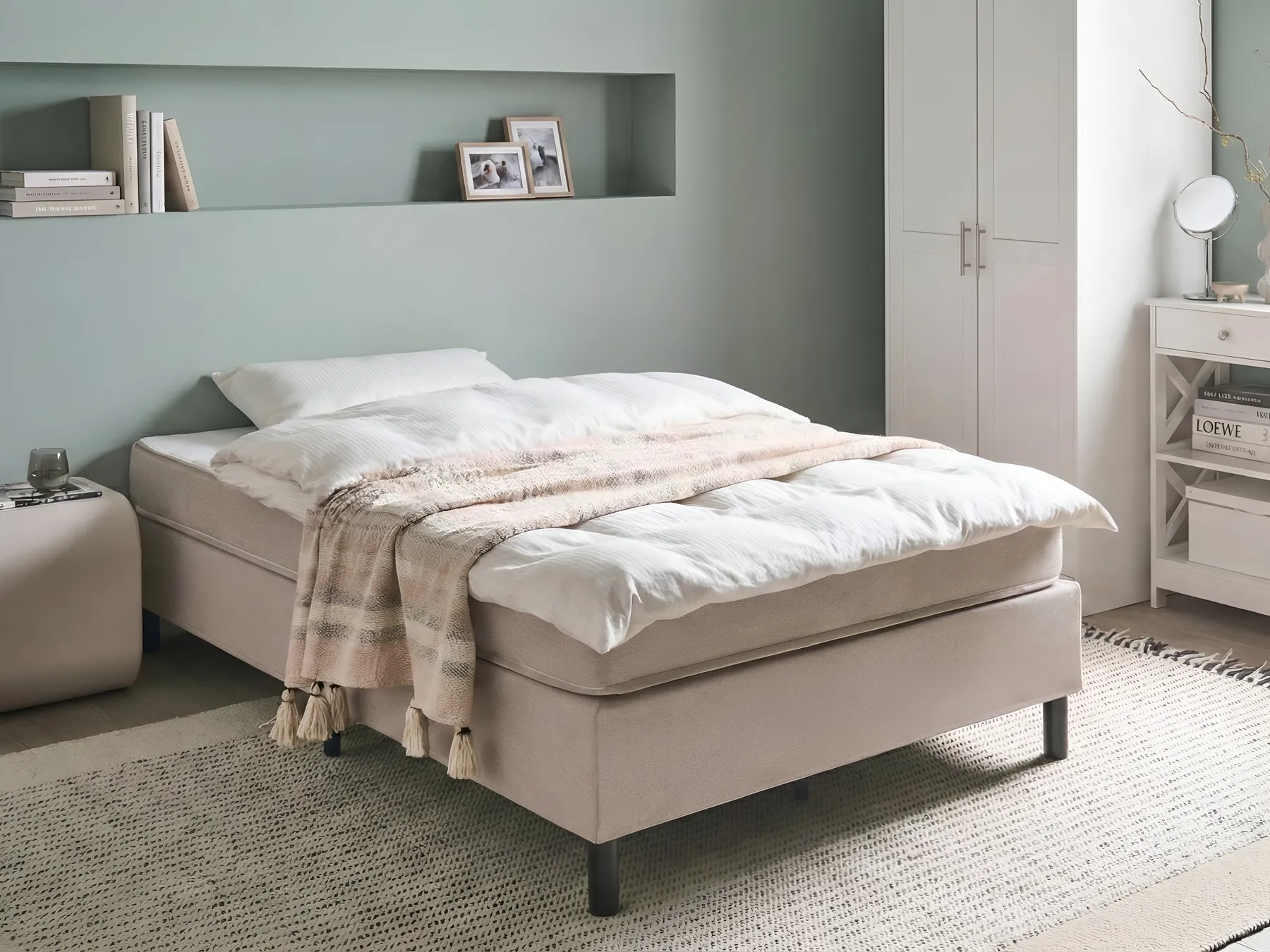 Boxspringbett ohne Kopfteil Stoff COUNTESS 120 x 200 cm Beige_1054122
