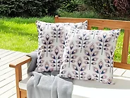 Gartenkissen 2er Set TORRETTA Pflanzenmuster 45 x 45 cm Cremeweiß_1183470