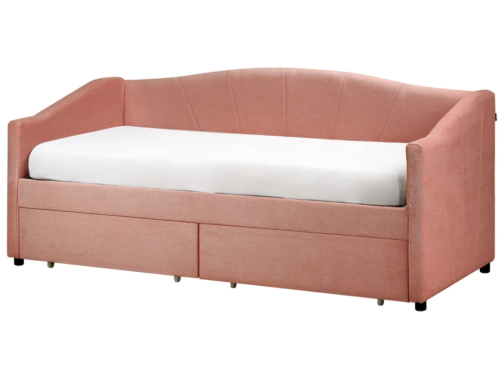 Tagesbett mit Stauraum VITTEL Stoff Rosa 90 x 200 cm_876402