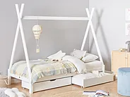 Set of 2 Bed Storage Drawers Pine Wood CRONAT White_964222