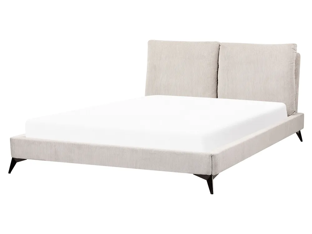 Bett mit Lattenrost Cord MELLE 160 x 200 cm Hellbeige_882909