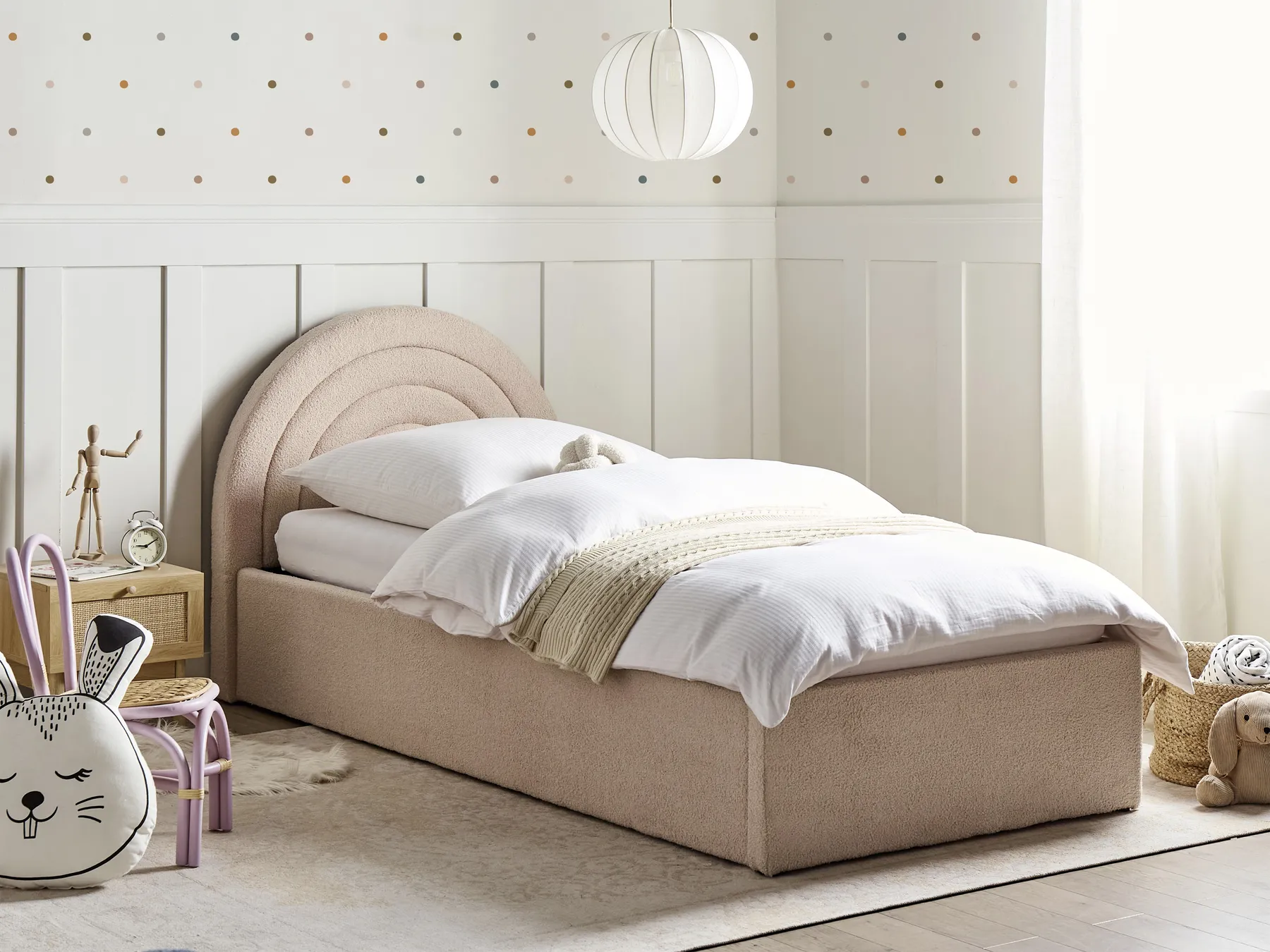 Kinderbett mit Stauraum ANET Bouclé Beige 90 x 200 cm_959444