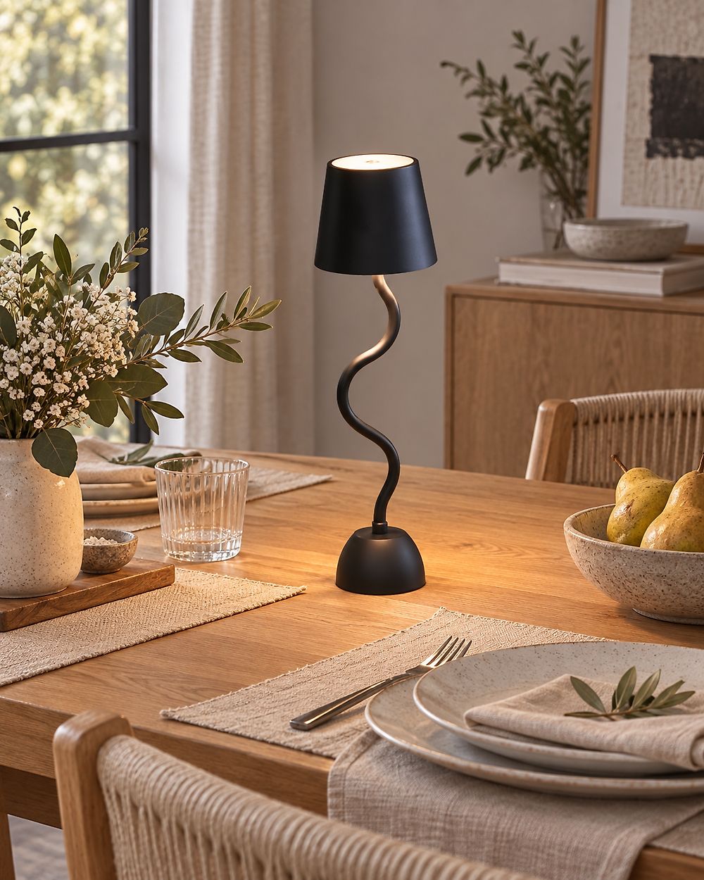 Wireless LED Table Lamp VOUGA with Dimmer Metal Black