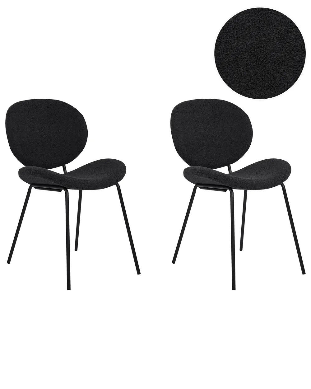 Esszimmerstuhl 2er Set LUANA Bouclé Schwarz