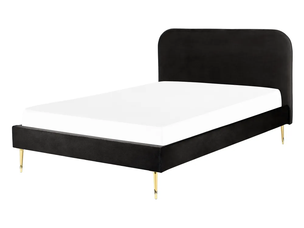 Bett mit Lattenrost Samtstoff FLAYAT 140 x 200 cm Schwarz
