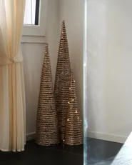 Weihnachtsdekoration 3er Set LED TUELSO 60/80/100 cm Weihnachtsbaum Gold_1051316