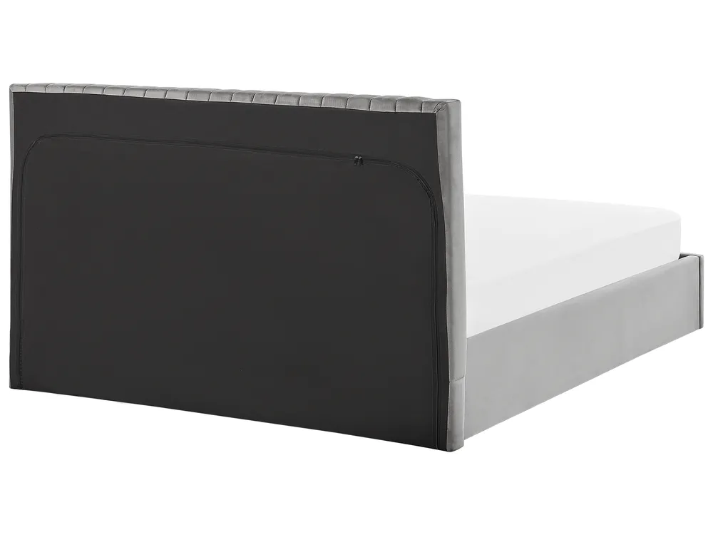 Bett mit Stauraum VION Samtstoff Grau 160 x 200 cm_826754