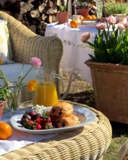 Lounge Set mit Tisch 5-Sitzer LIVADEIA Rattan Naturfarben_1072257
