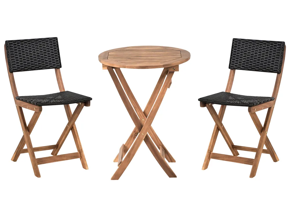 Bistro Set RIVAROTTA Akazienholz Braun / Schwarz