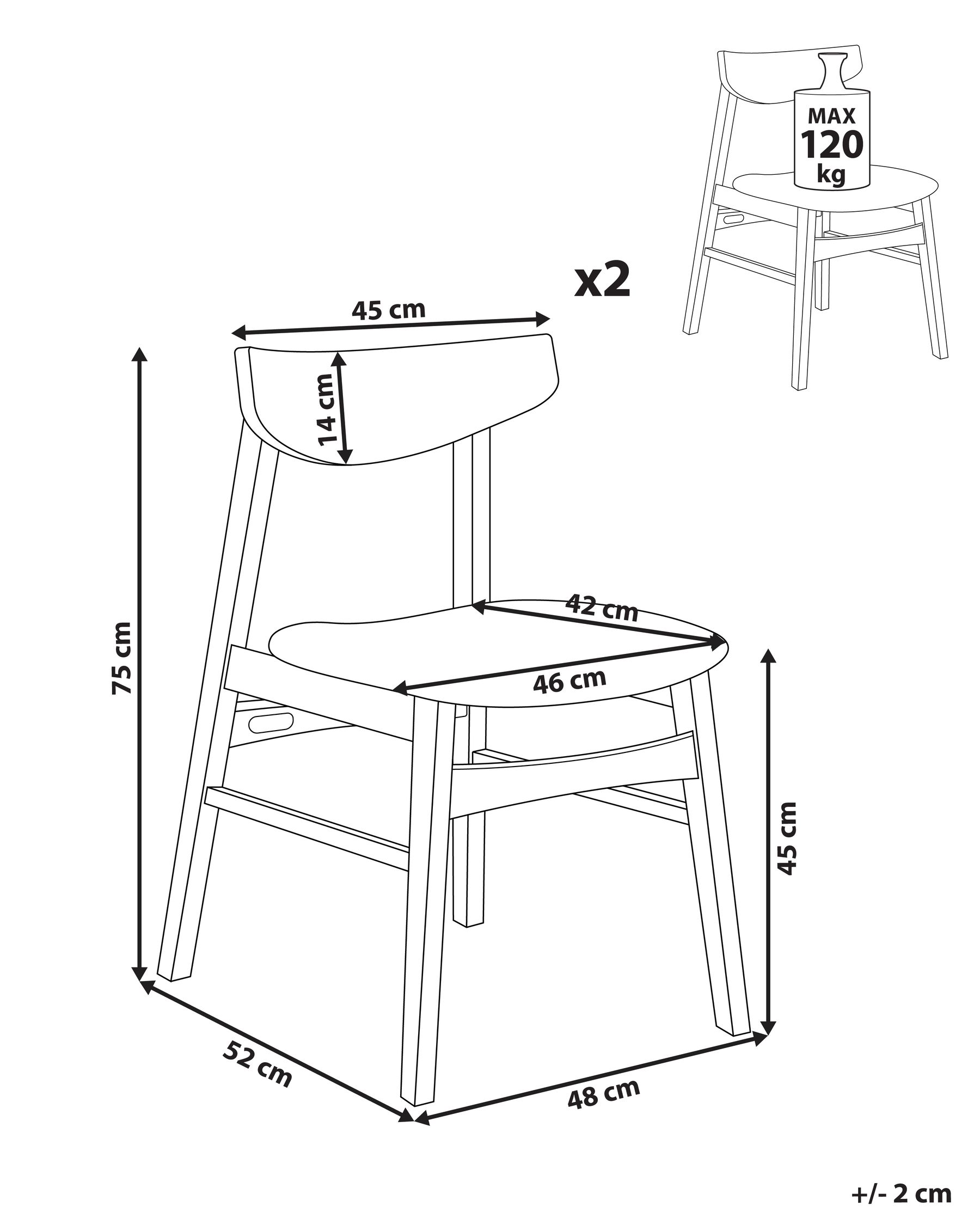 Esszimmerstuhl 2er Set SMILEY Holz Braun / Grün_1068298