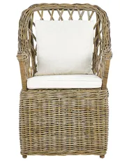 Gartensessel 2er Set mit Auflagen MAROS Rattan Naturfarben_824045