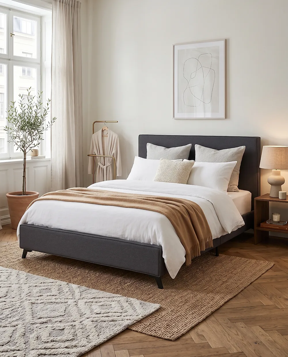 Bett mit Lattenrost Stoff AMBASSADOR 160 x 200 cm Dunkelgrau_1175066