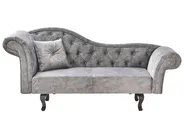 Linksseitige Chaiselongue LATTES II Samtstoff Grau_1037782