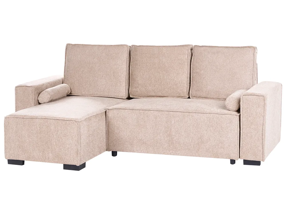 Eckschlafsofa 3-Sitzer EDANE mit Stauraum Stoff Beige rechtsseitig_1057076