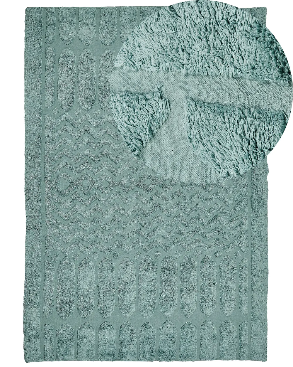 Teppich Baumwolle mintgrün geometrisches Muster verschiedene Größen SIRNAK