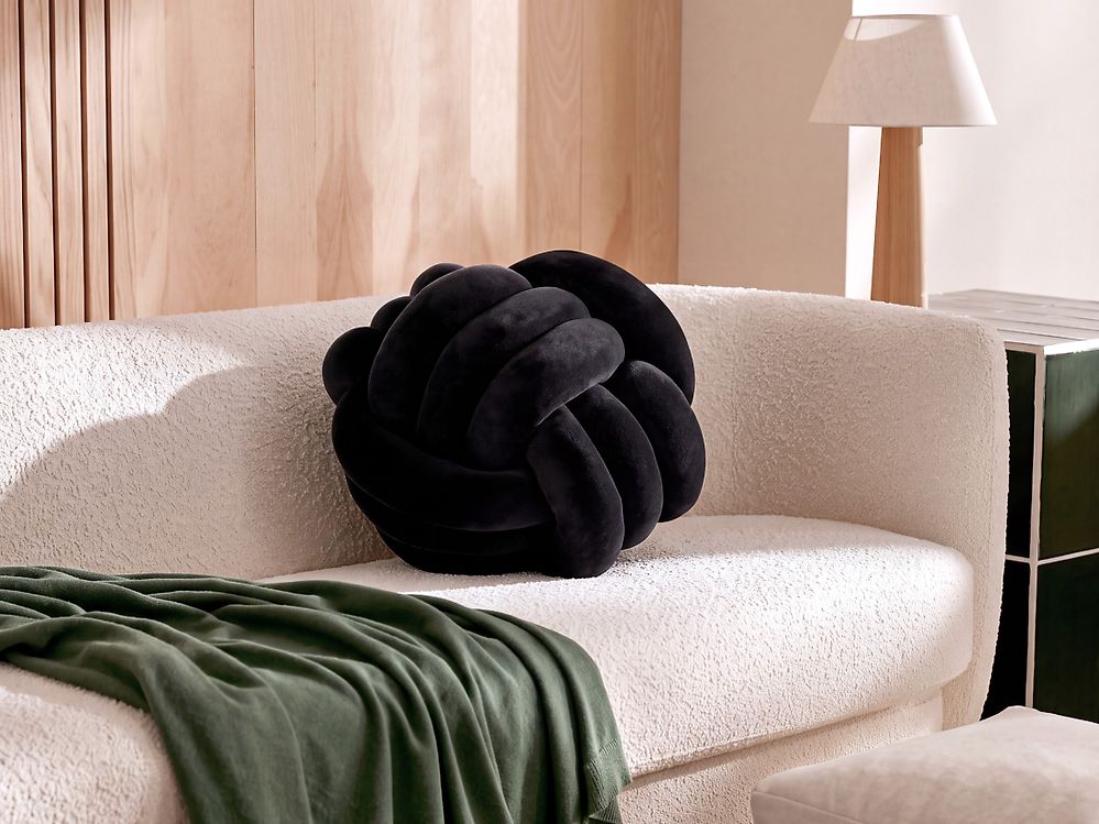 Throw Cushion MALNI 30 x 30 cm Velvet Black Solid