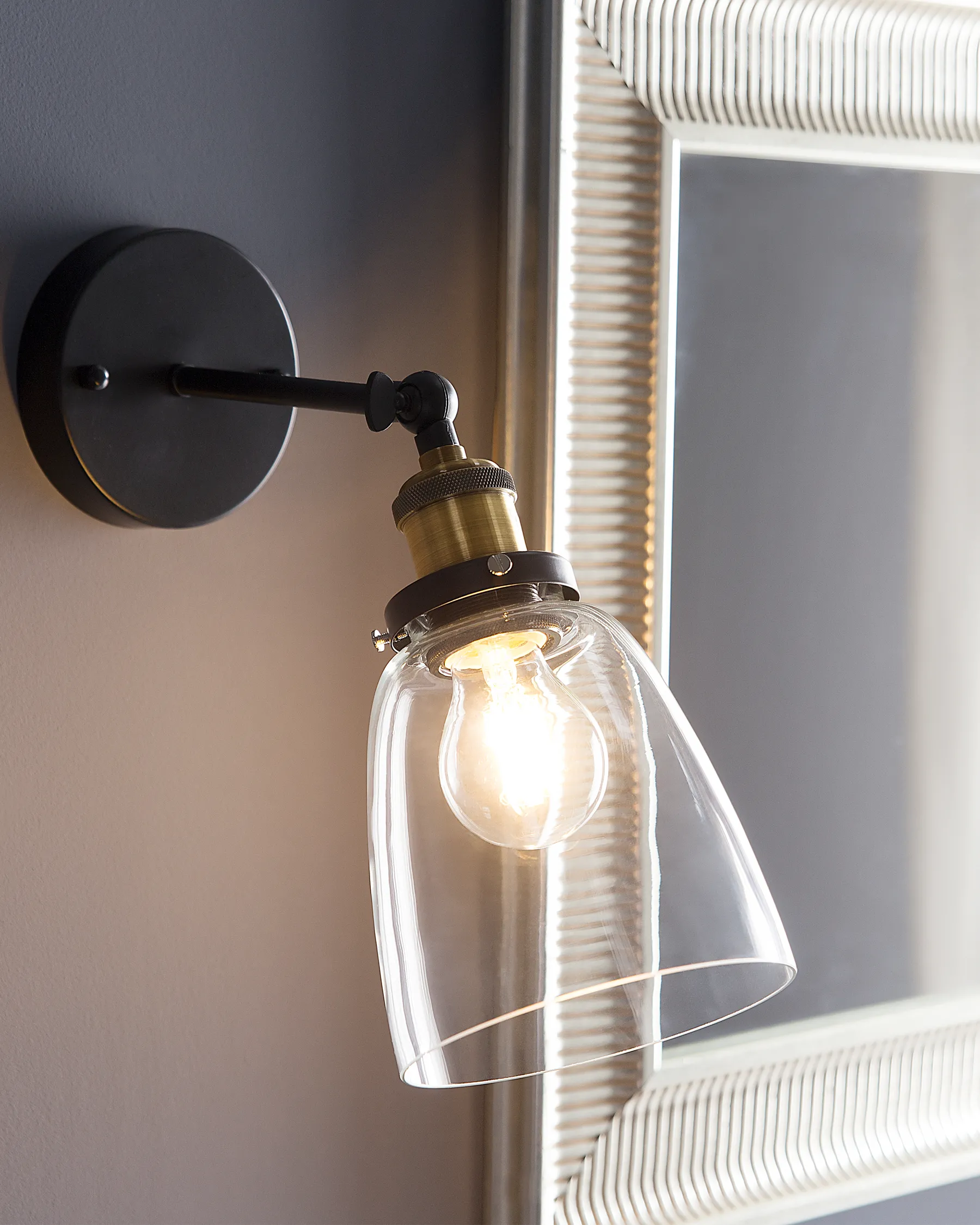 Set of 2 Wall Lamps LOVAT Adjustable Metal Transparent Black_771963
