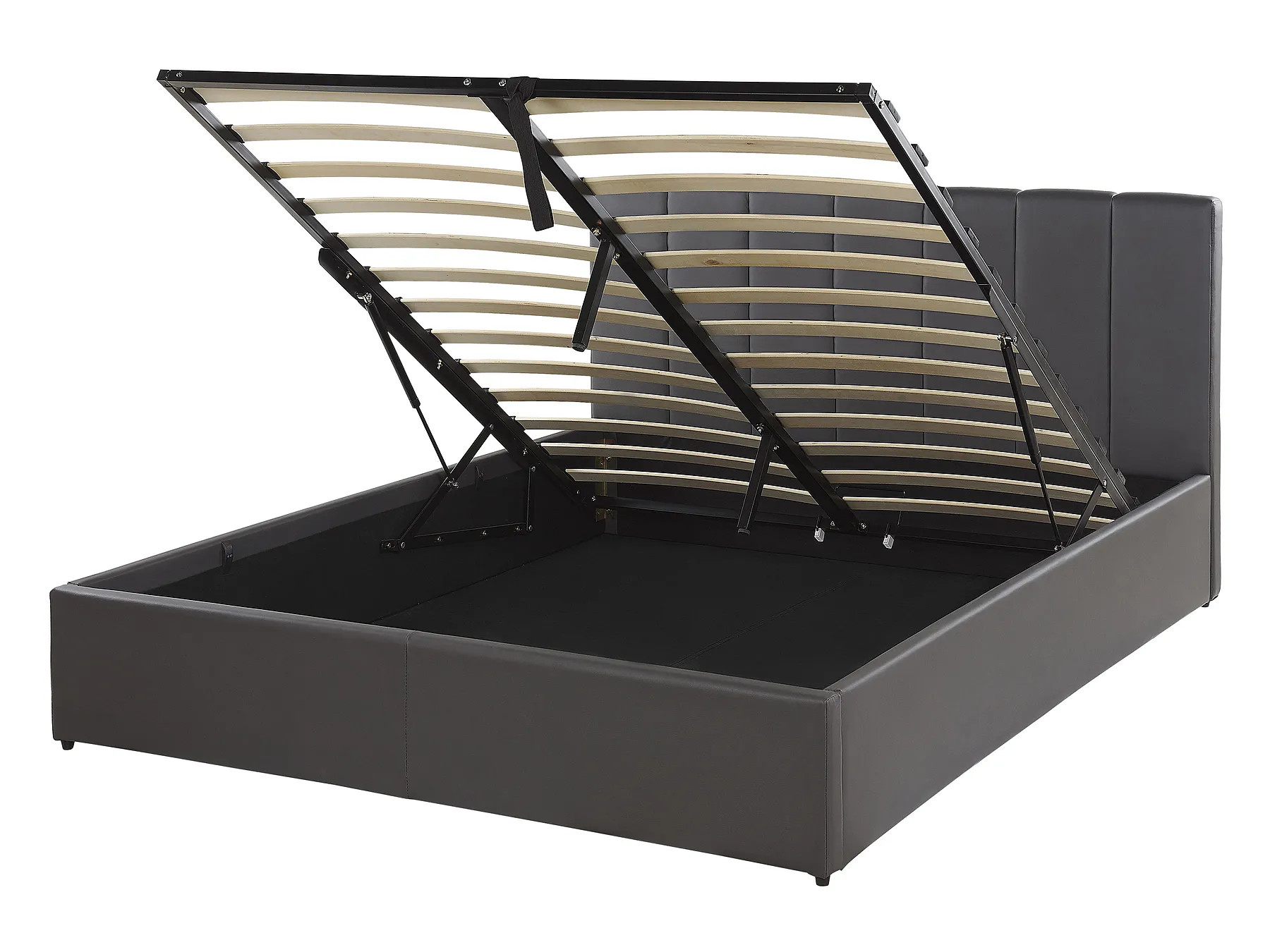 Bed met opbergruimte DREUX Kunstleer Donkergrijs 140 x 200 cm_793179