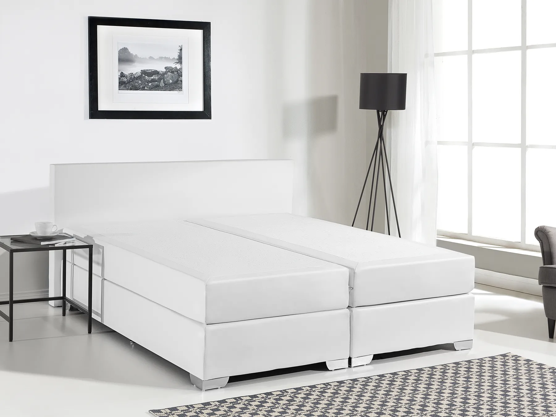 Boxspringbett Kunstleder PRESIDENT 140 x 200 cm Weiß_721747