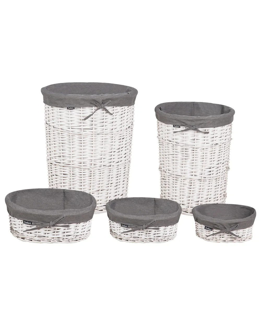 Aufbewahrungskorb 5er Set VAKARI Weidenholz Grau 55/89 L_939886