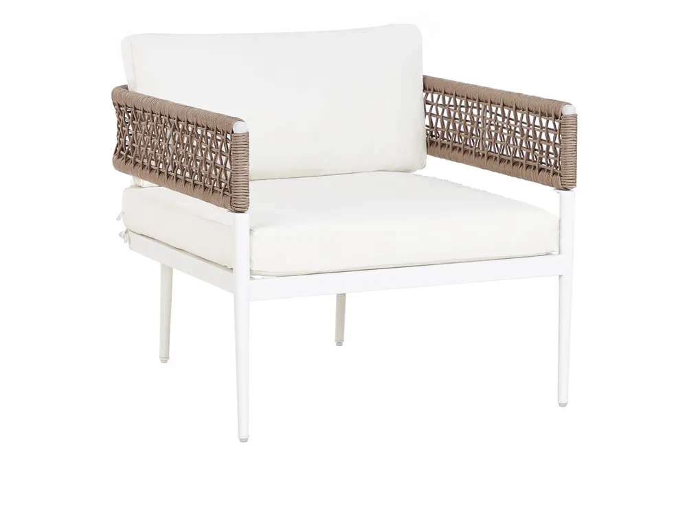 Lounge Set mit Tisch 5-Sitzer SERLA Metall Weiß_930773