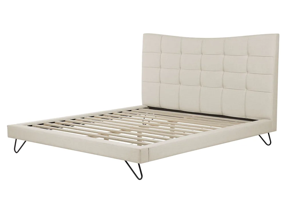 Bett mit Lattenrost Stoff LANNION 160 x 200 cm Hellbeige_773690
